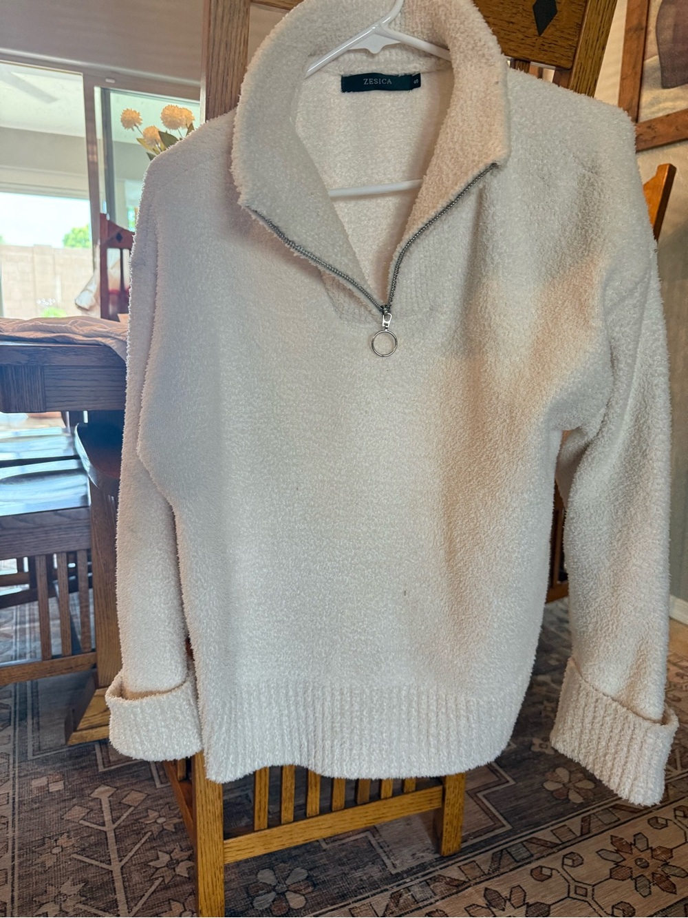 Zesica Cream Sherpa Half-Zip Turtleneck Pullover